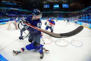 The Russian team beat Denmark at the Olympic hockey tournament