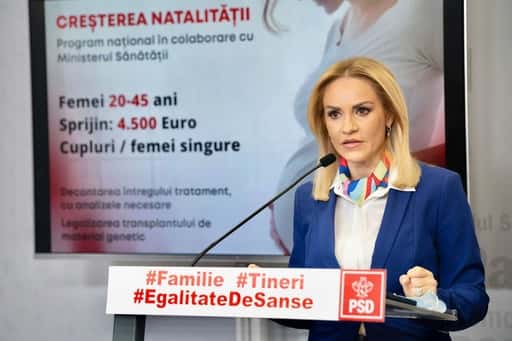 Minister van Familie Firea: Behandeling voor vruchtbaarheidsprocedures bij vrouwen verlaagd tot 4.500 euro