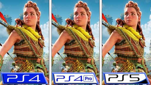 Jämförelse av det senaste spelet Horizon Forbidden West på PS4, PS4 Pro och PS5