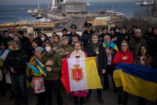 Fotografije: Dan enotnosti, ki je potekal v Ukrajini, da bi kljuboval strahu pred invazijo Rusije