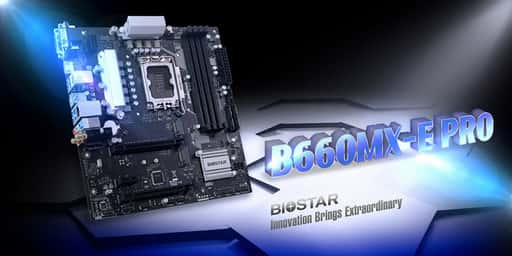 A placa-mãe Biostar B660MX-E PRO é posicionada pelo fabricante como base para um sistema de entretenimento doméstico