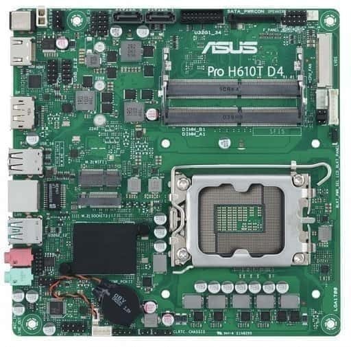Asus Pro H610T D4-CSM পাতলা মিনি-ITX বোর্ড ইন্টেল LGA1700 প্রসেসরের জন্য ডিজাইন করা হয়েছে