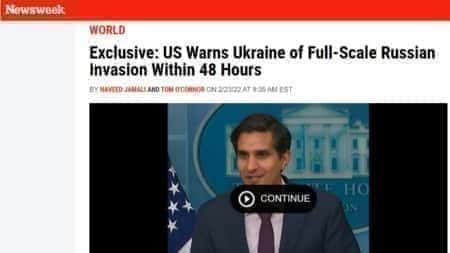 Newsweek: ZDA opozarjajo Ukrajino na obsežno rusko invazijo v 48 urah