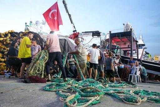 Turquia - Os pescadores de Türkiye lançam linhas quando a proibição sazonal termina