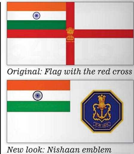 The Indian Navy yesterday officially removed the symbol of British colonial rule from its flag.