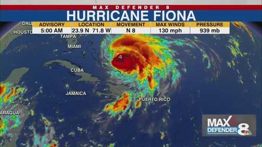 أصبح إعصار فيونا الآن من الفئة 4 مع تقوية غاستون