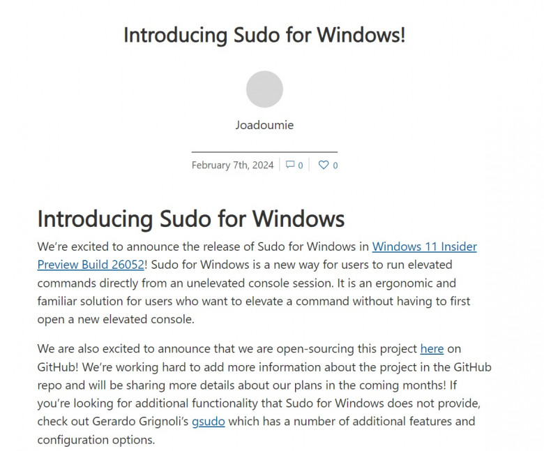 Microsoft has confirmed that Windows 11 Build 26052 will come with a public preview of Sudo for Windows