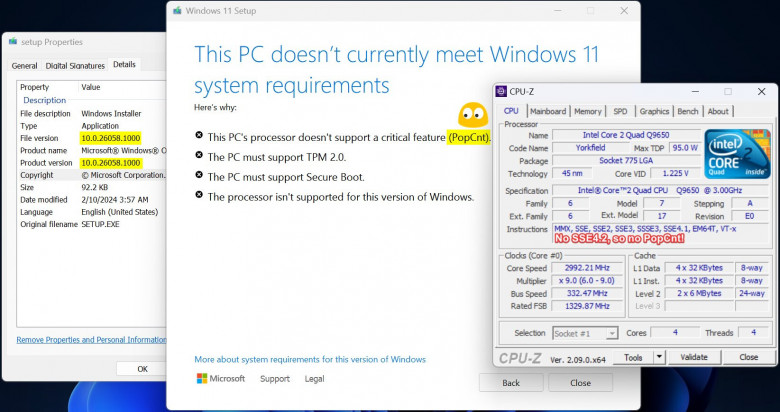 Microsoft hat die Unterstützung für die PopCnt-Anweisung in den Prozessoranforderungen in Windows 11 24H2 bestätigt, die in älteren CPUs nicht vorhanden ist
